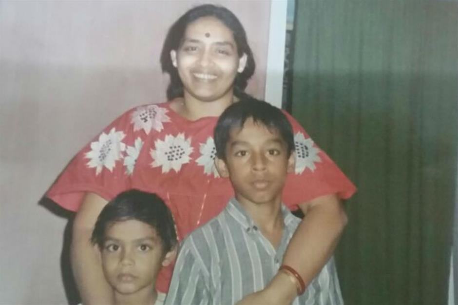 Rupesh with his mother and younger brother Rakesh